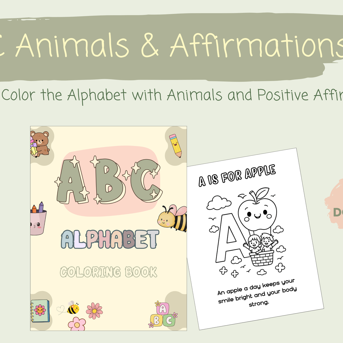 ABC Animals & Affirmations Printable Pack - Fun Learning for Kids (Digital Download)