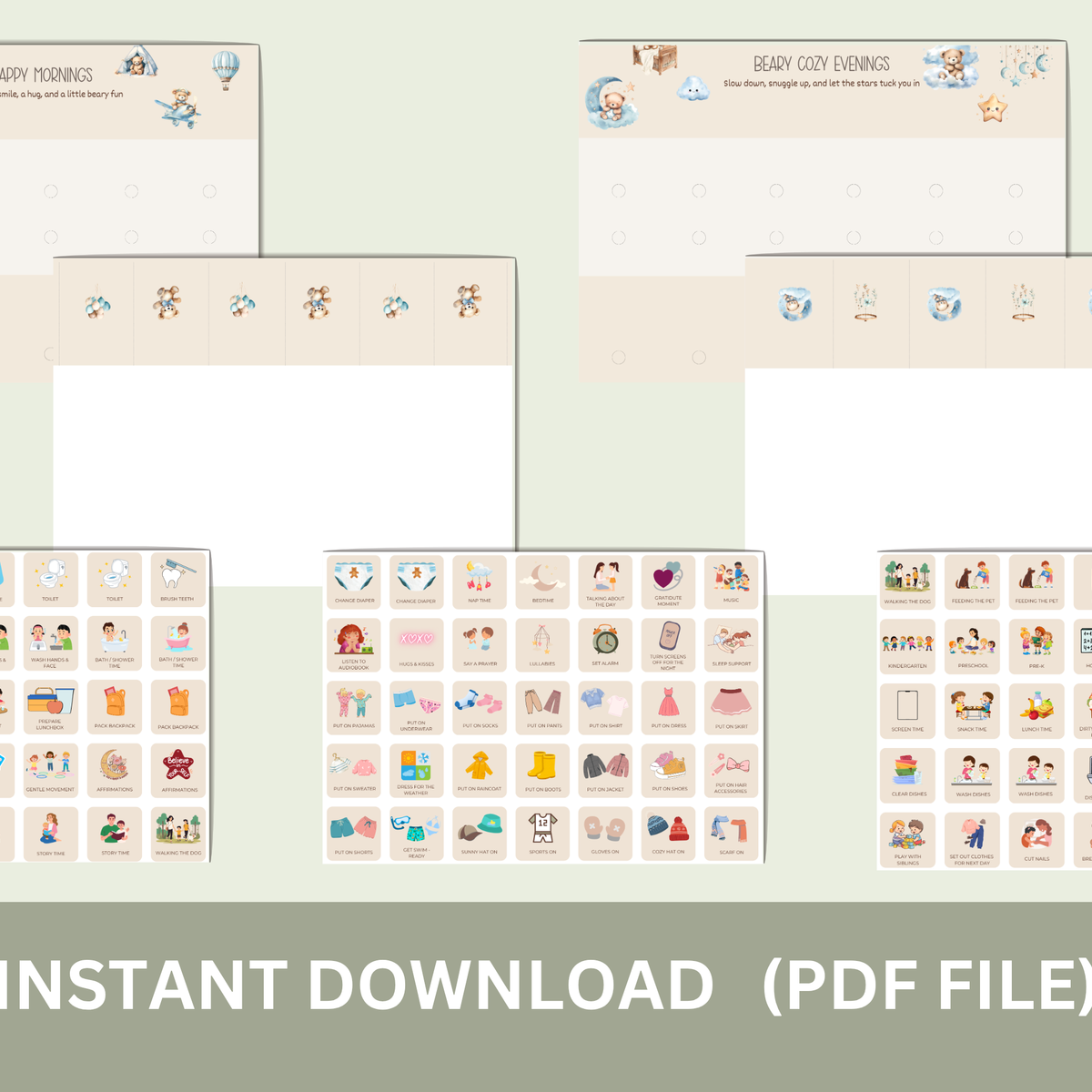 Kids Morning & Evening Routine Chart – Printable Visual Routine