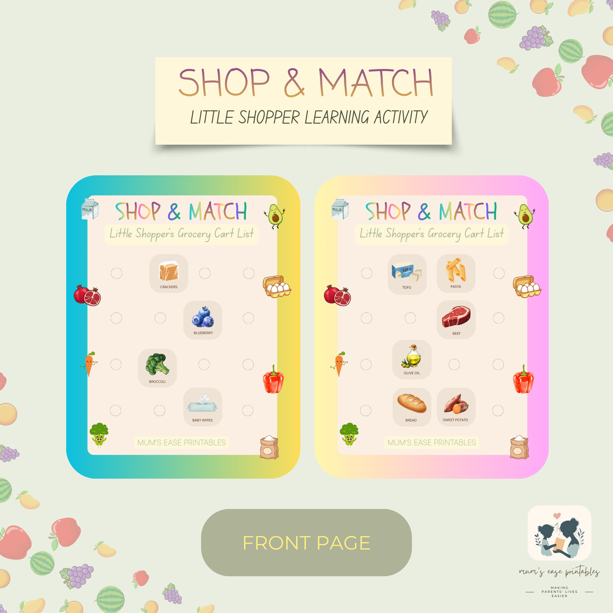 Shop & Match – Little Shopper’s Grocery Cart List (Digital Download)