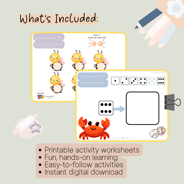 Modeling Dough Play & Learn – Preschool Printable Worksheets