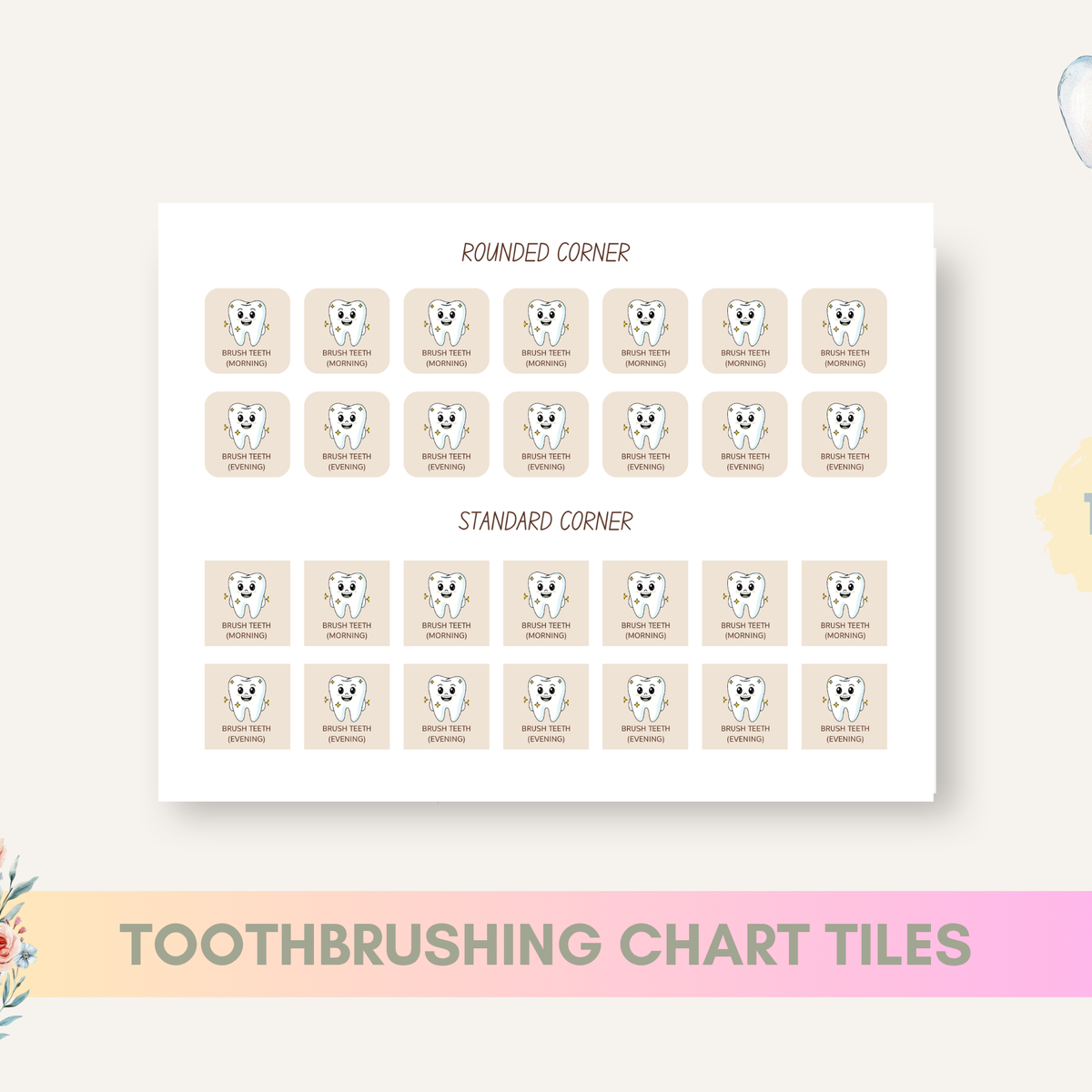 Kids Toothbrushing Routine Chart – Printable  for Toddlers
