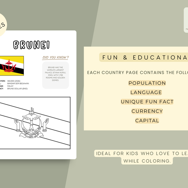 ASIA Flags Coloring Book – Printable PDF for Kids | Letter & A4 | Digital Download