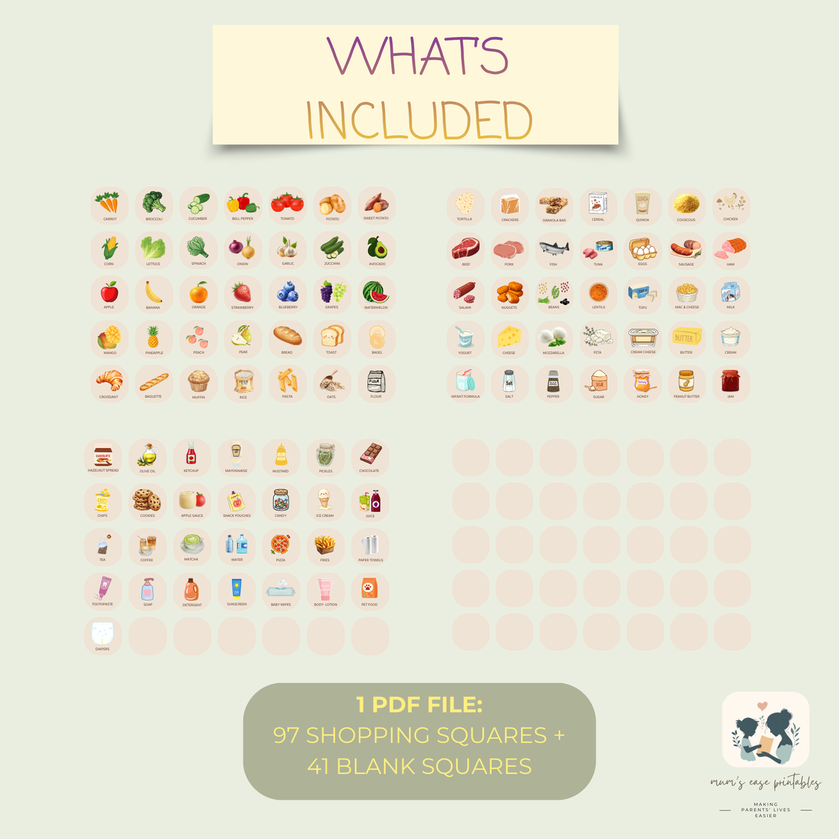 Shop & Match – Little Shopper’s Grocery Cart List (Digital Download)