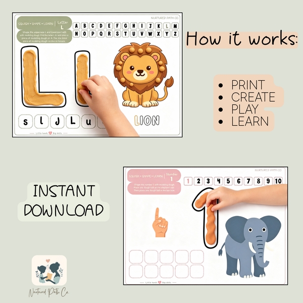 Modeling Dough Play & Learn – Preschool Printable Worksheets