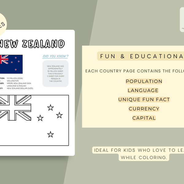 OCEANIA Flags Coloring Book – Printable PDF for Kids | Letter & A4 | Digital Download
