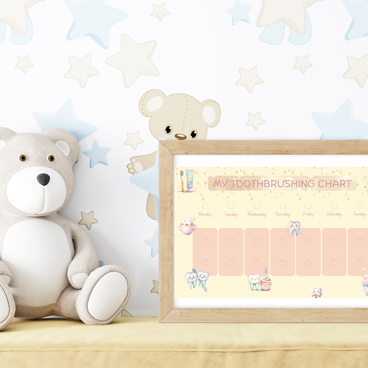 Kids Toothbrushing Routine Chart l Printable Morning & Evening Visual Chart for Toddlers