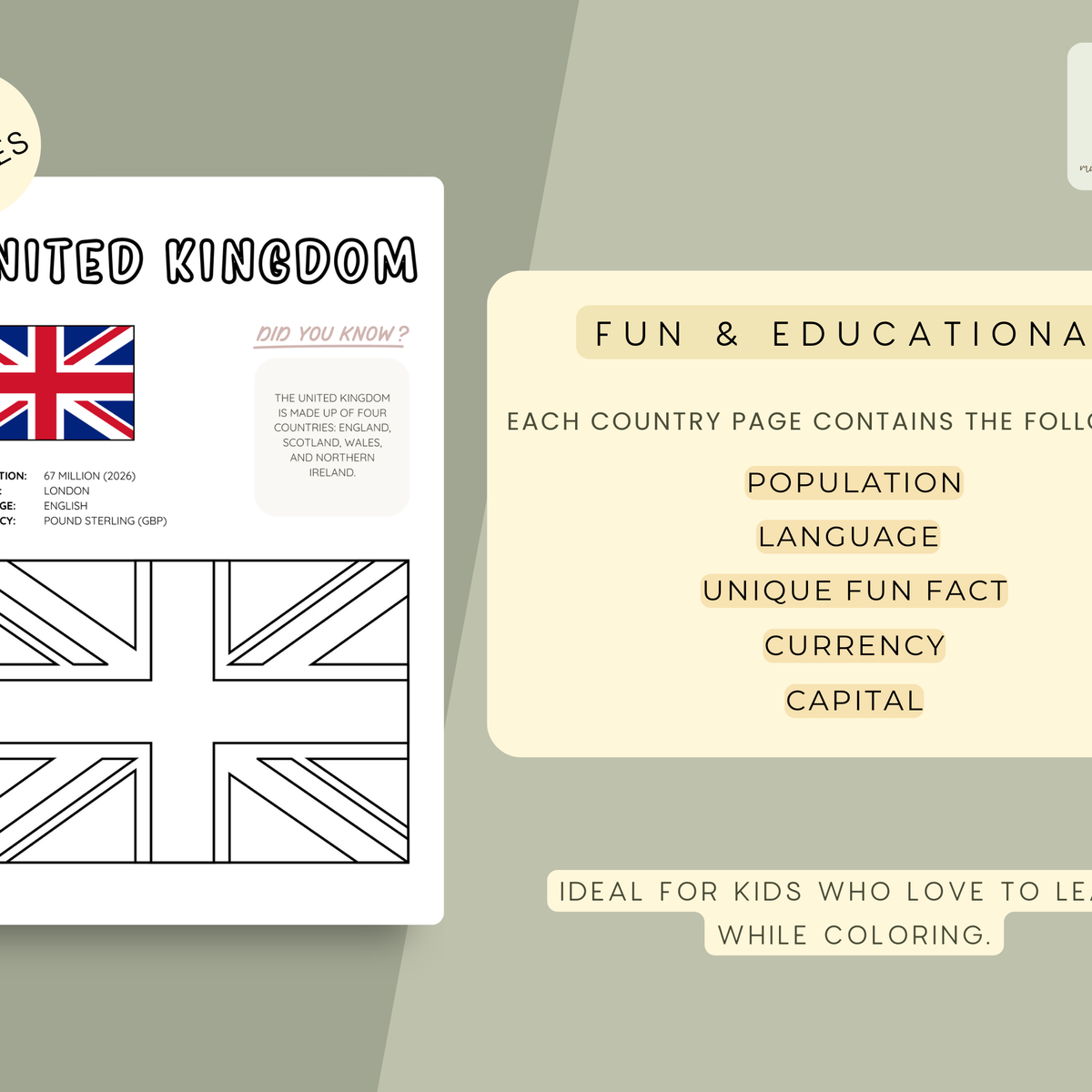 EUROPE Flags Coloring Book – Printable PDF for Kids | Letter & A4 | Digital Download