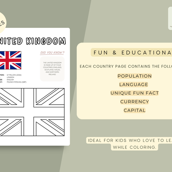EUROPE Flags Coloring Book – Printable PDF for Kids | Letter & A4 | Digital Download