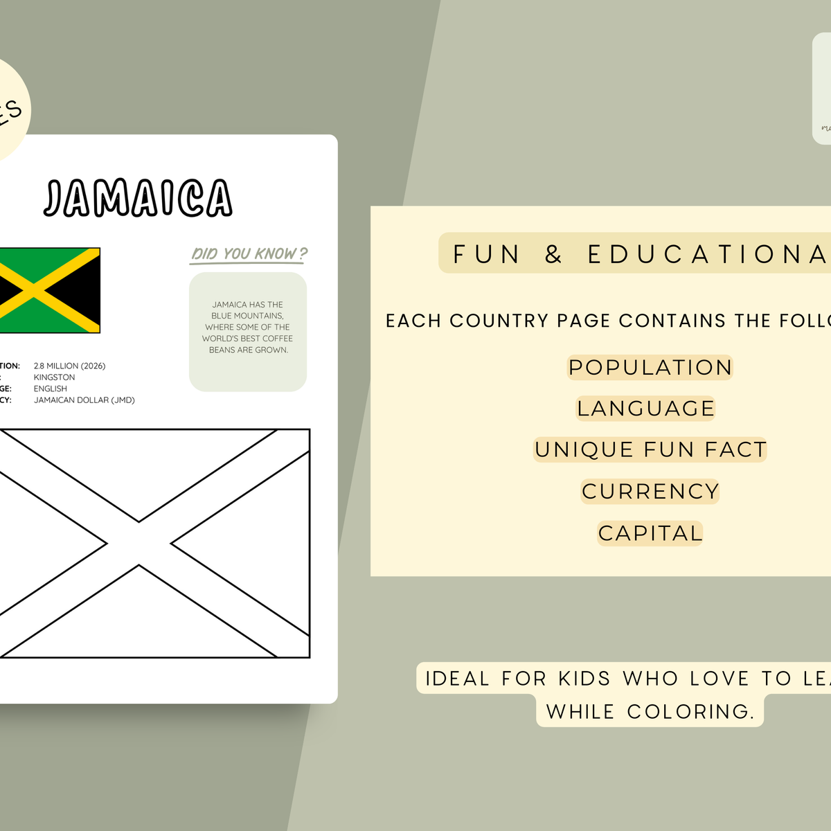 NORTH AMERICA & CARIBBEAN Coloring Book – Printable PDF for Kids | Letter & A4 | Digital Download