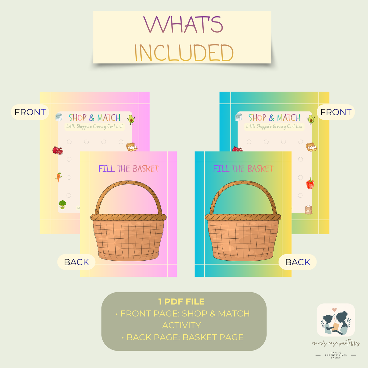 Shop & Match – Little Shopper’s Grocery Cart List (Digital Download)