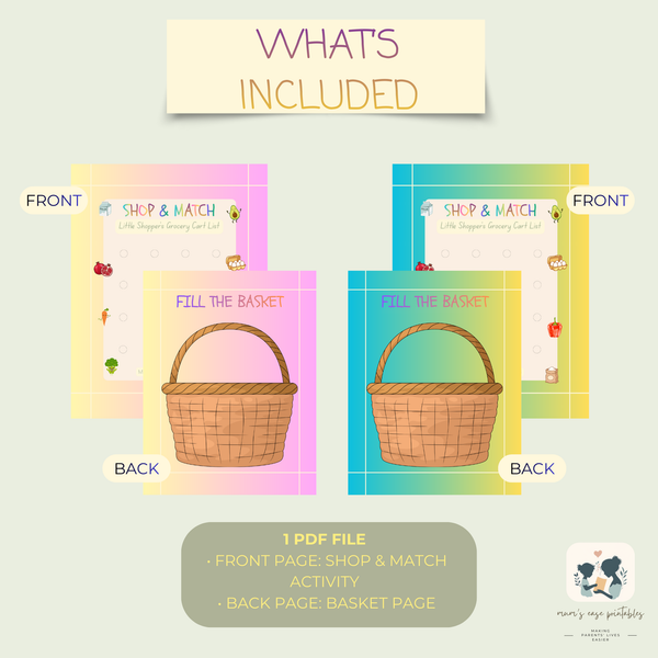Shop & Match – Little Shopper’s Grocery Cart List (Digital Download)