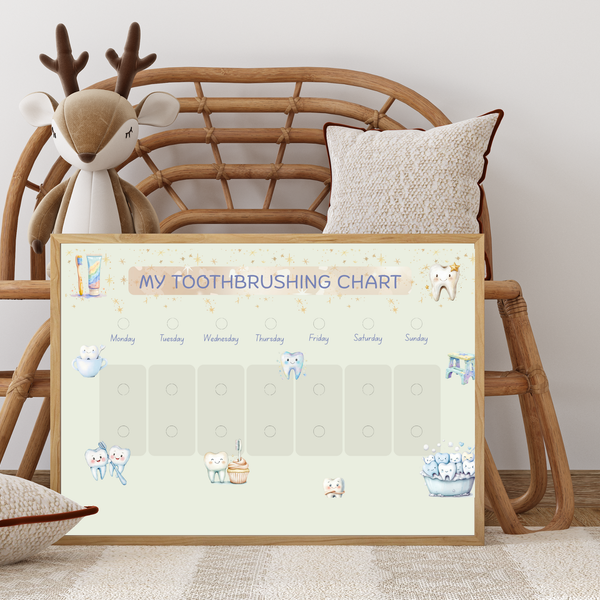 Kids Toothbrushing Routine Chart l Printable Morning & Evening Visual Chart for Toddlers