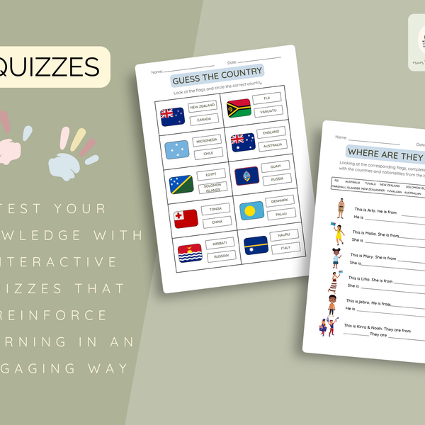 OCEANIA Flags Coloring Book – Printable PDF for Kids | Letter & A4 | Digital Download