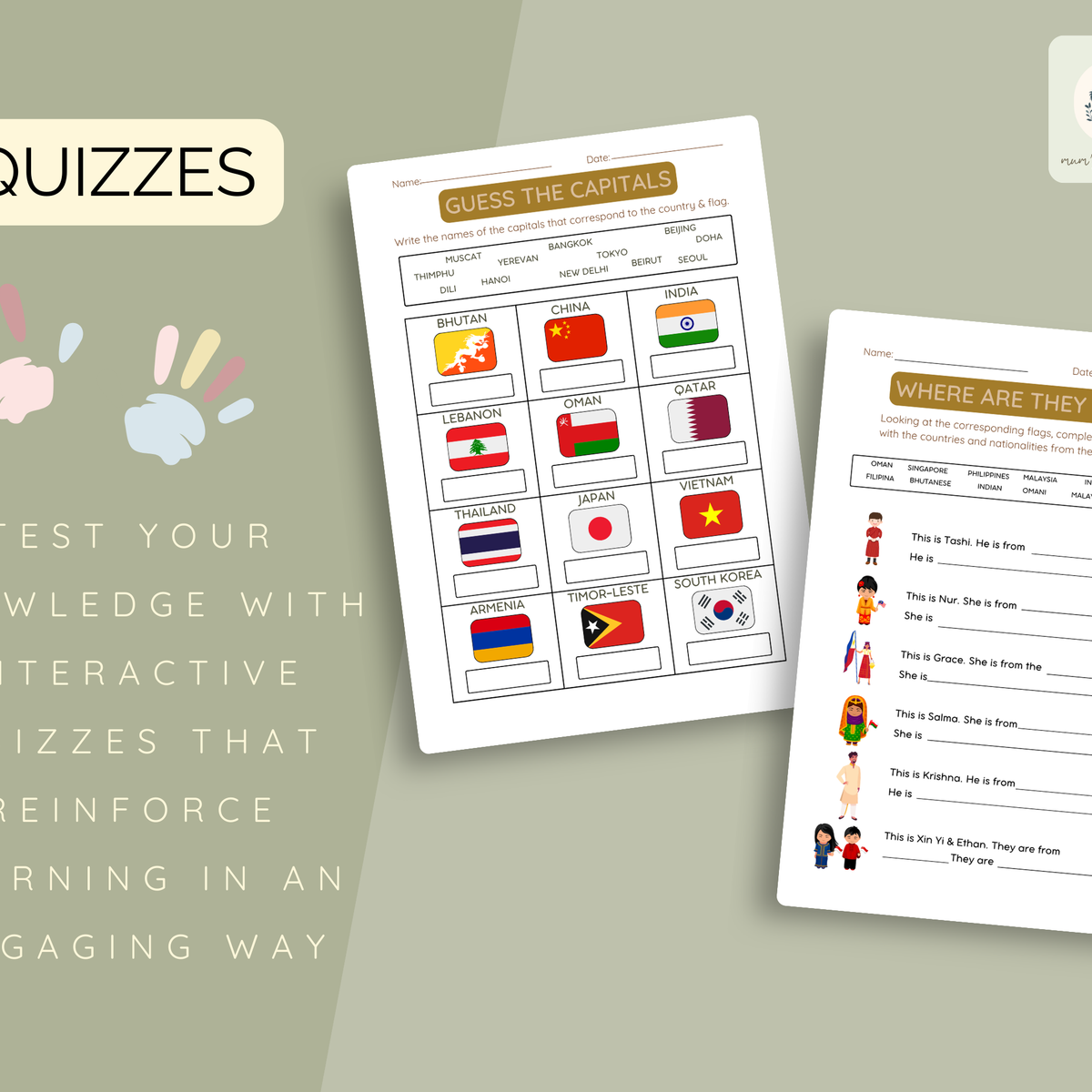 ASIA Flags Coloring Book – Printable PDF for Kids | Letter & A4 | Digital Download
