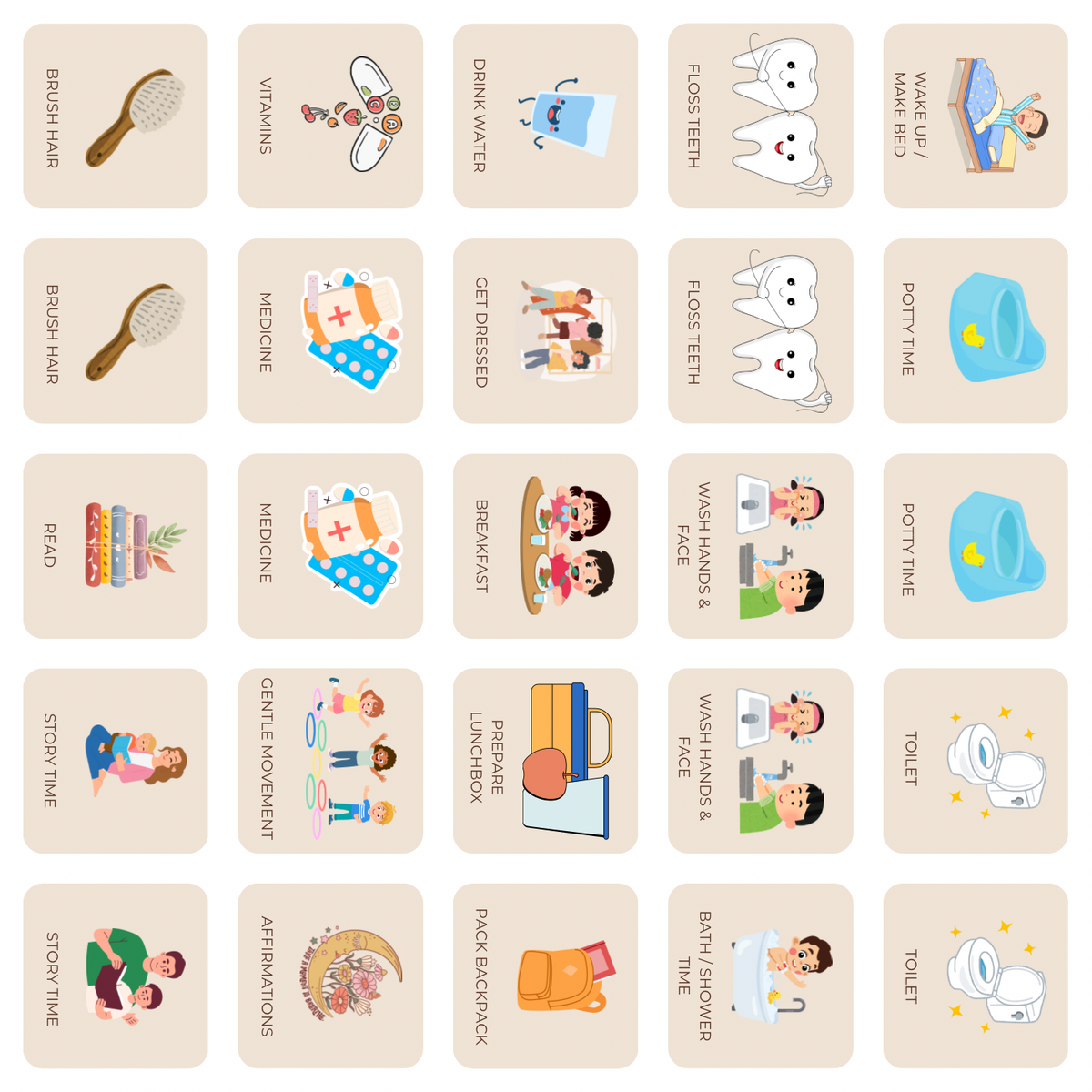 Premium Morning & Evening Routine Chart for Kids | Reusable Visual Routine Chart