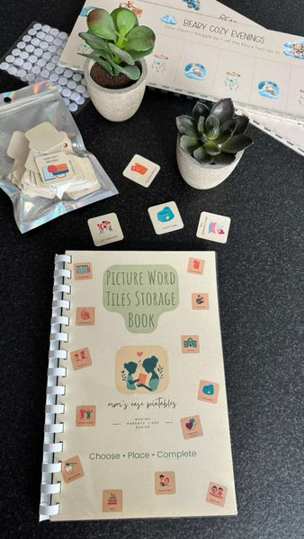 Picture Word Tiles Storage Book