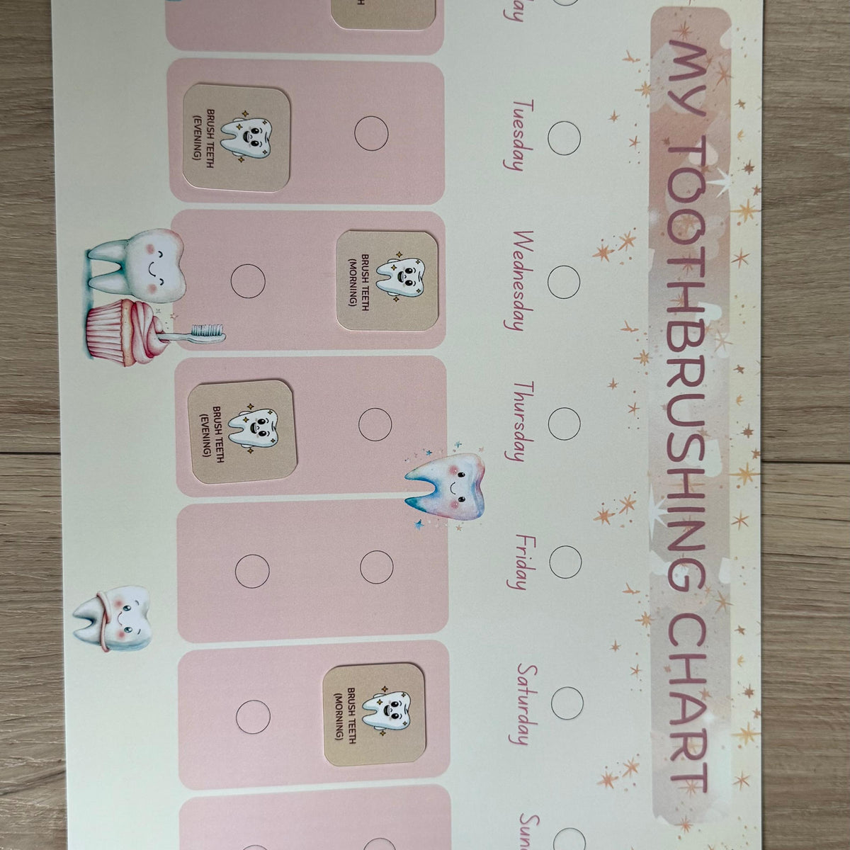 Premium Toothbrushing Routine Chart for Kids (Physical Product)